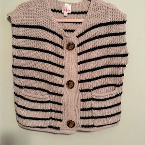 So Me Big Metal Button Stripe Knitted
Sweater Vest Top